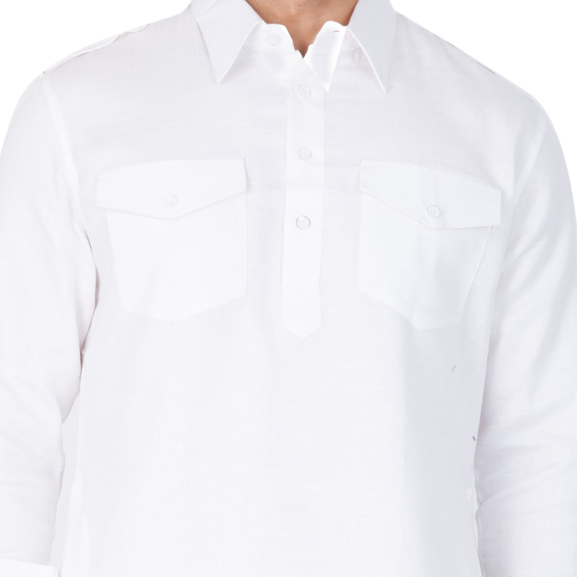 Vastramay Men's White Cotton Blend Pathani Kurta Set - Grab2buy