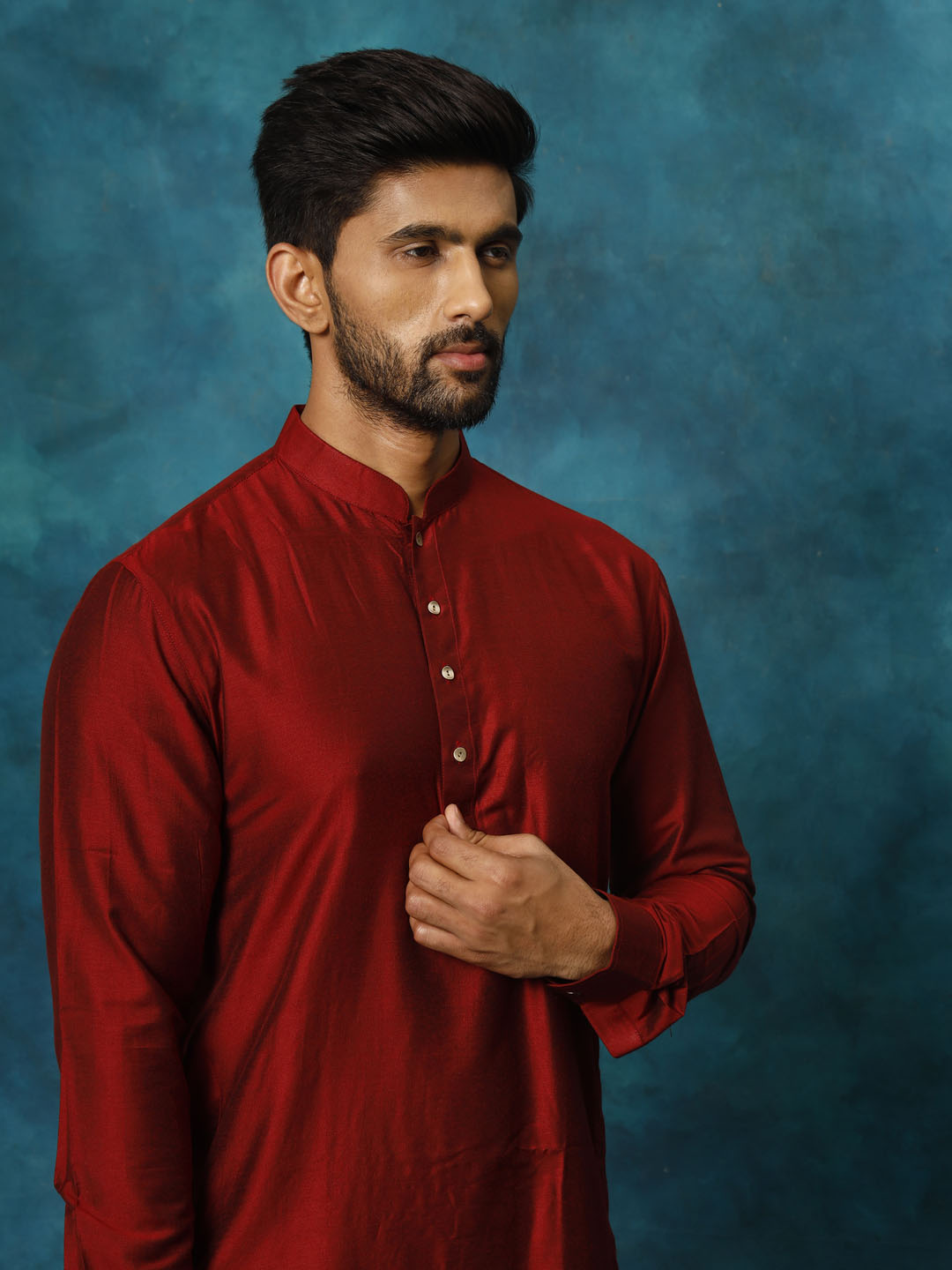 Vastramay Men's Maroon Viscose Kurta Pyjama Set - Grab2buy