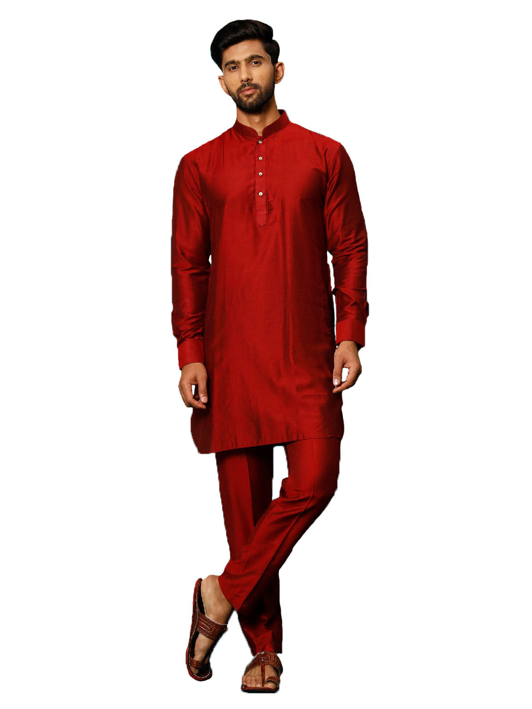 Vastramay Men's Maroon Viscose Kurta Pyjama Set - Grab2buy