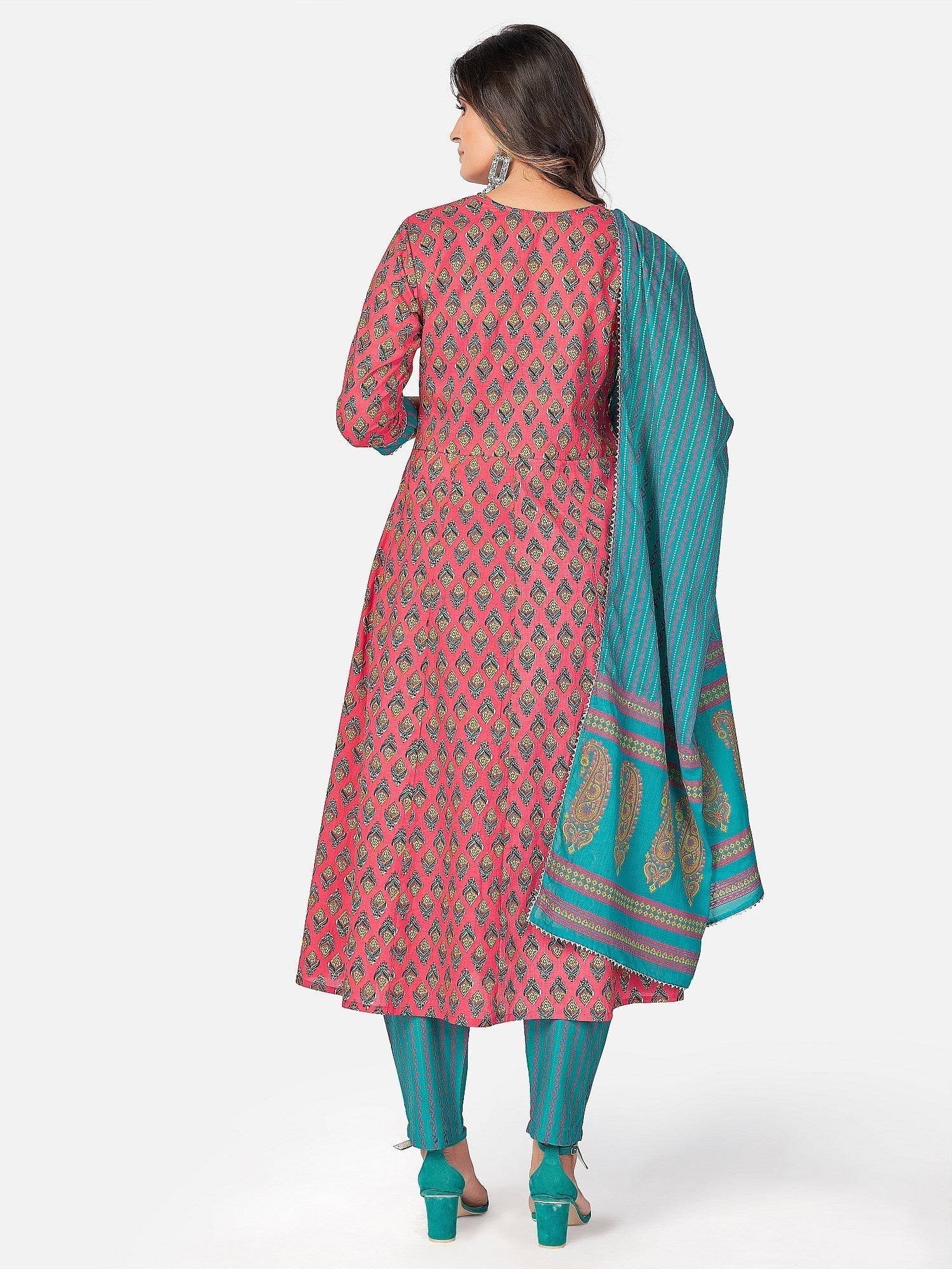 NOZ2TOZ Women Dark Pink Cotton Kurta With Pant & Dupatta (3pcs Set) 