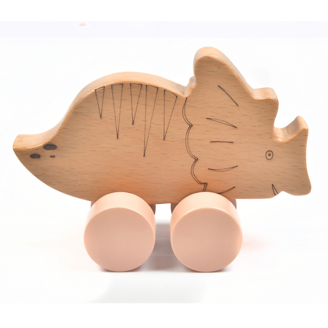 Nesta Toys Wooden Dinosaur Pull Along Toy for Toddlers & Infant 6+ Months, Wooden Toy for Babies
