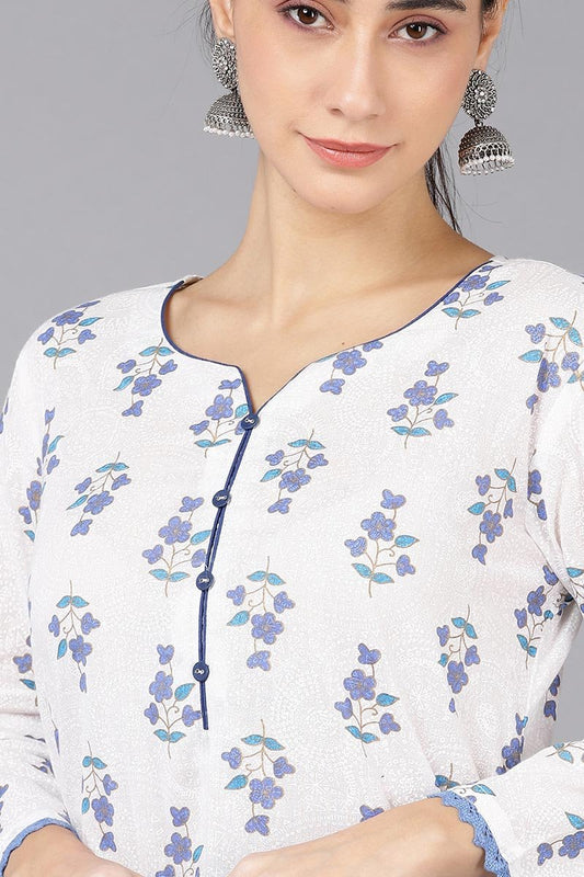 Ahika White Cotton Straight Kurta