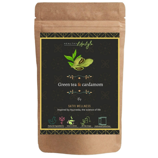Satvi Wellness Blend Of Green Tea And Cardamon Tea Bags 