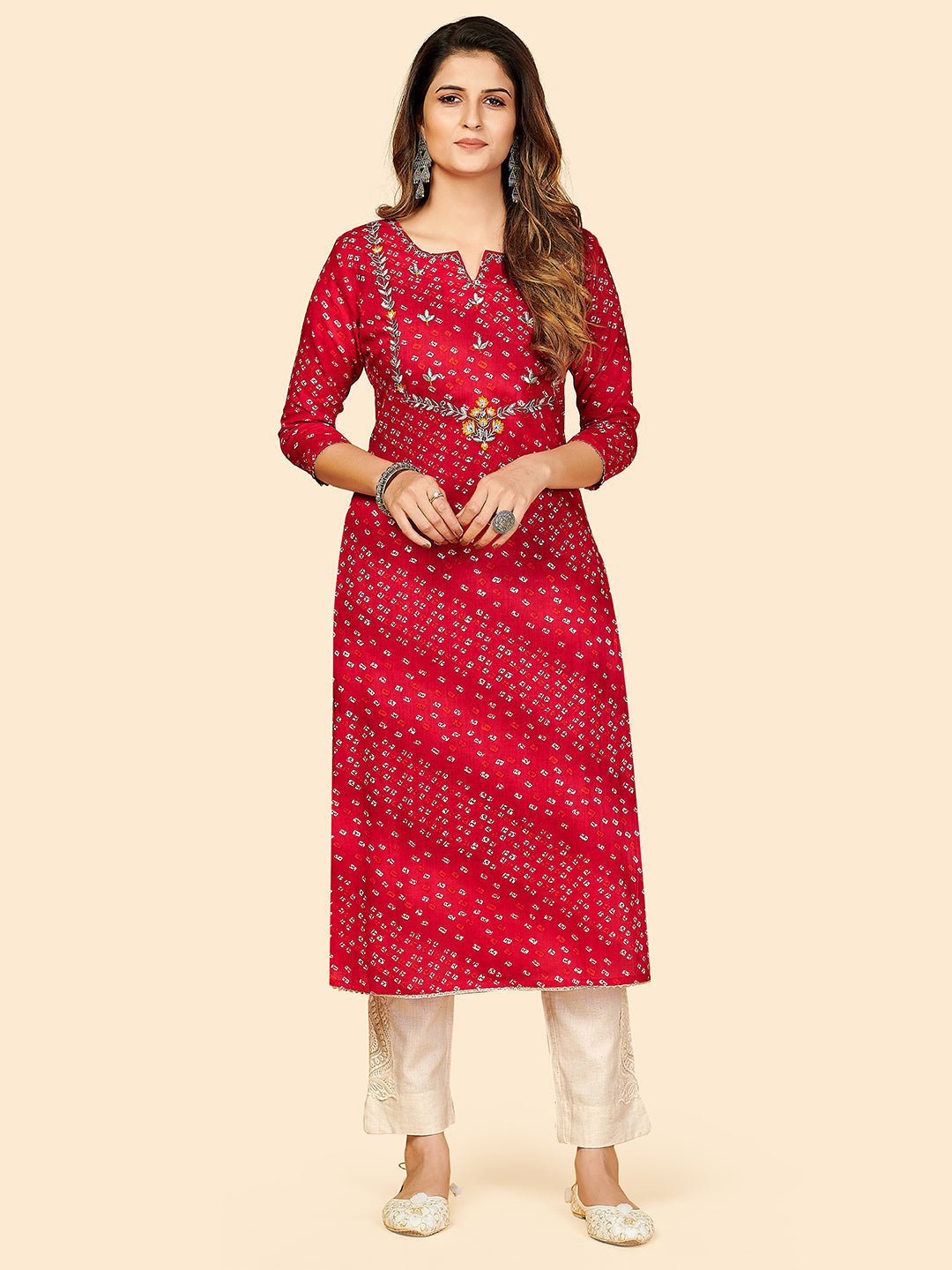NOZ2TOZ Women Dark Pink Cotton Kurta (1pc) 
