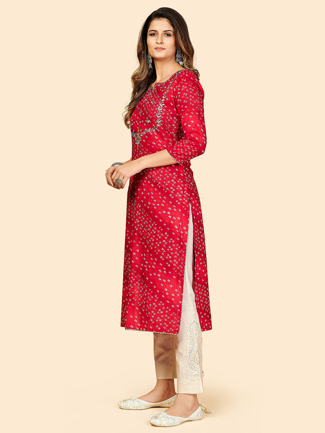 NOZ2TOZ Women Dark Pink Cotton Kurta (1pc) 