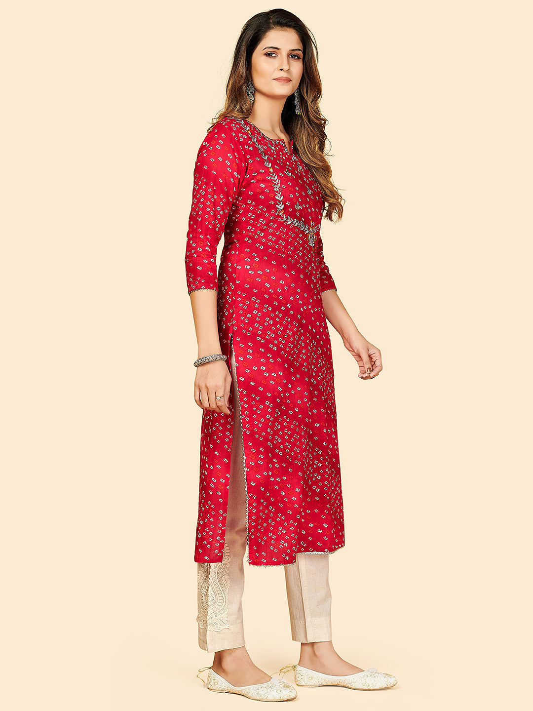 NOZ2TOZ Women Dark Pink Cotton Kurta (1pc) 