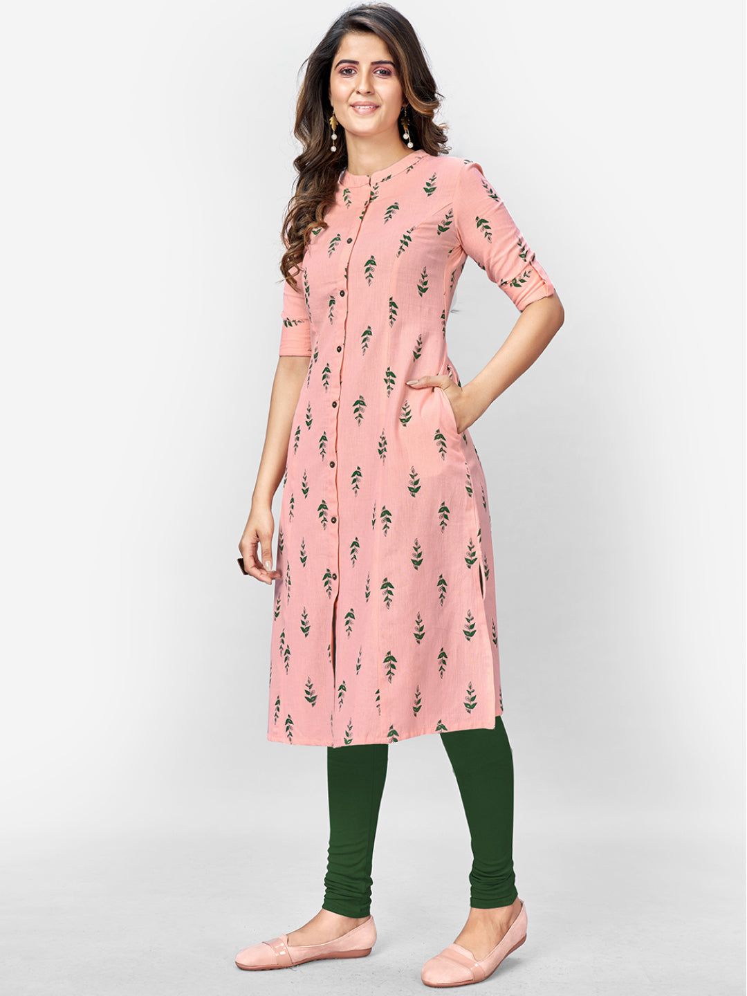 NOZ2TOZ Women Pink Cotton Kurta (1pc) 