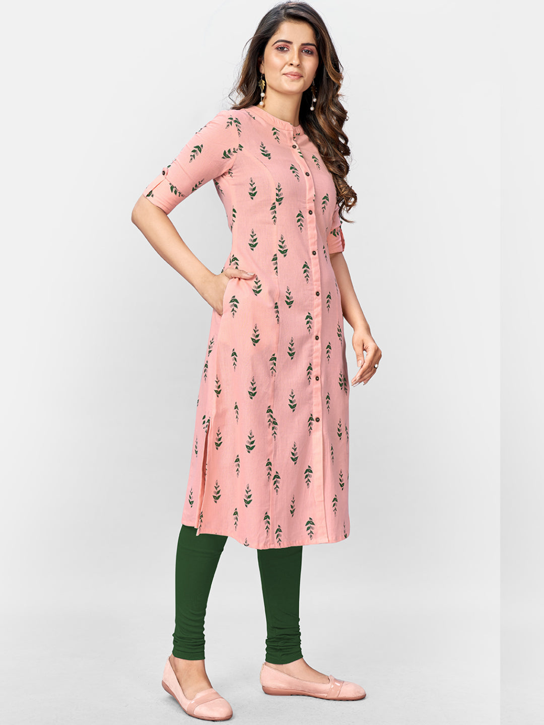 NOZ2TOZ Women Pink Cotton Kurta (1pc) 