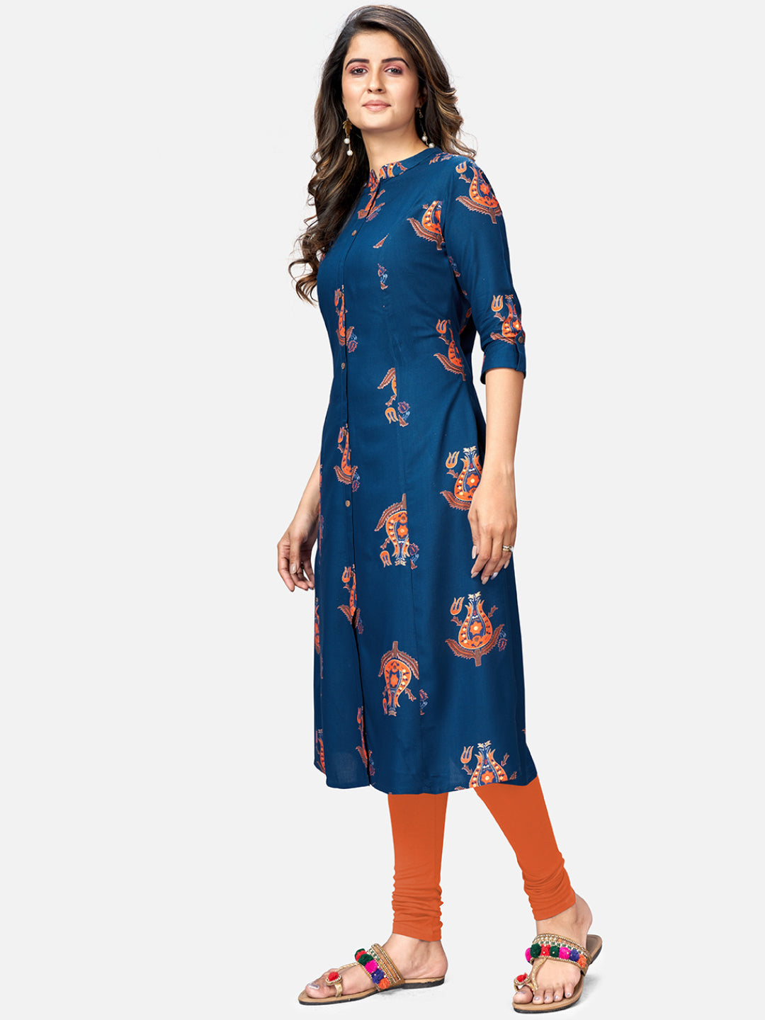 NOZ2TOZ Women's Blue A-Line Kurta- (1pc set) 