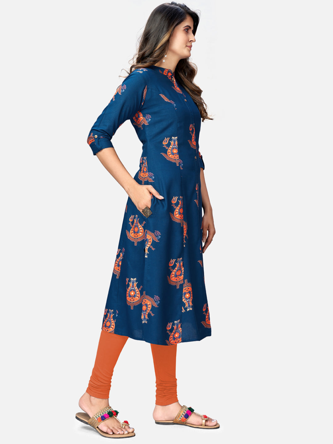NOZ2TOZ Women's Blue A-Line Kurta- (1pc set) 