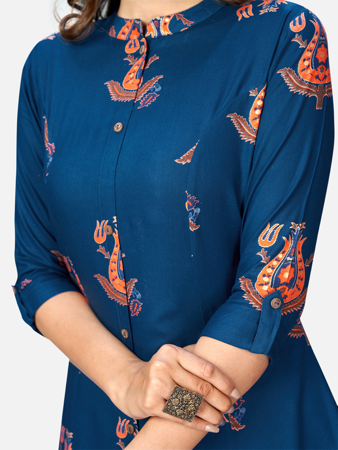 NOZ2TOZ Women's Blue A-Line Kurta- (1pc set) 