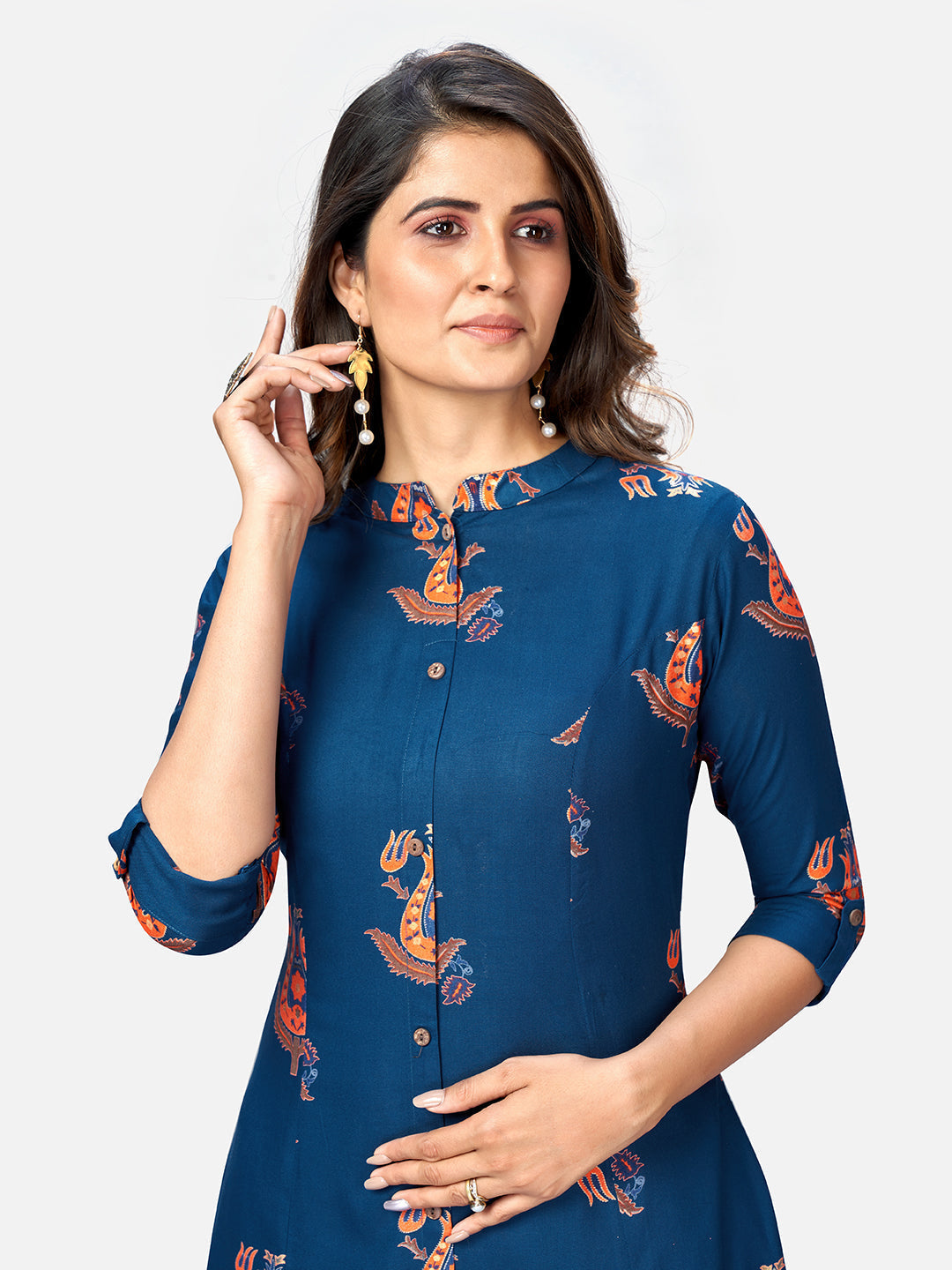 NOZ2TOZ Women's Blue A-Line Kurta- (1pc set) 