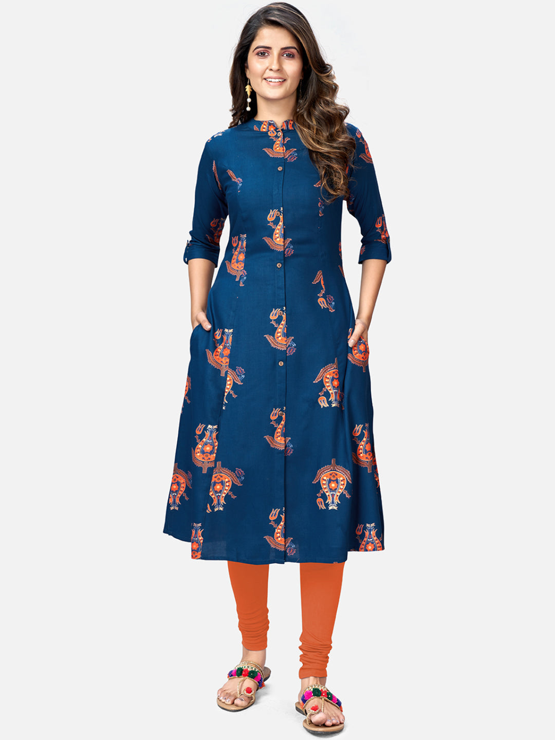 NOZ2TOZ Women's Blue A-Line Kurta- (1pc set) 