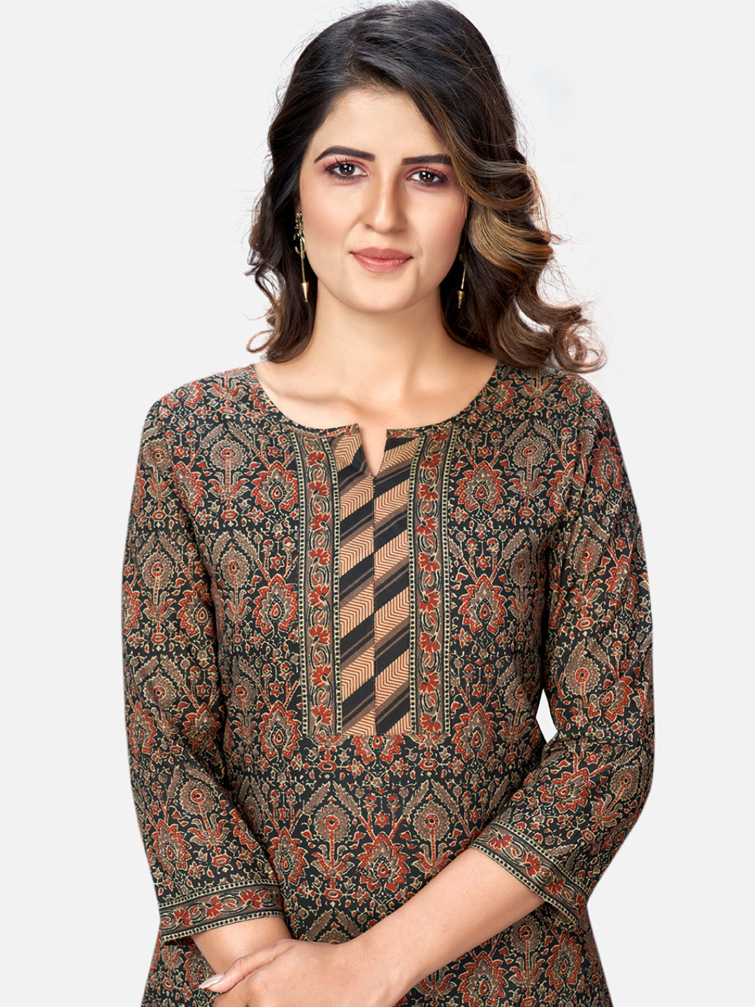 NOZ2TOZ Women's Brown Printed Kurta & Pant With Dupatta- (3pcs set) 