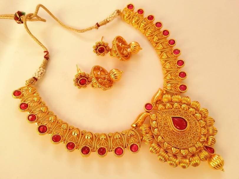 Pink Kemp Necklace Set For Wedding