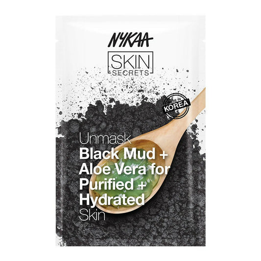 Nykaa Skin Secrets Exotic Indulgence Black Mud + Aloe Vera Sheet Mask For Purified & Hydrated Skin 