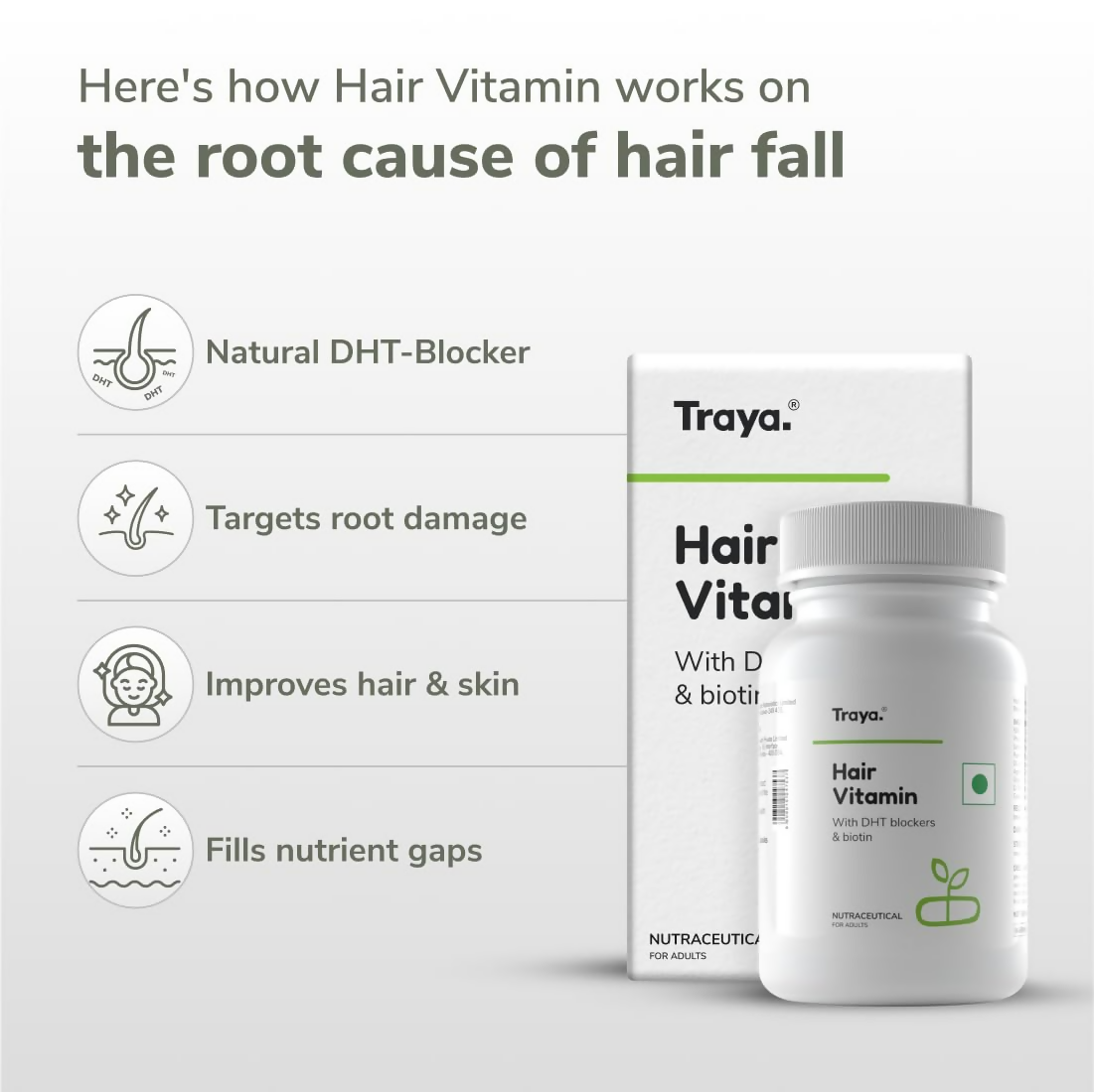 Traya Hair Vitamins with Biotin and Bhringraj Capsules  Grab2Buy Traya Grab2Buy