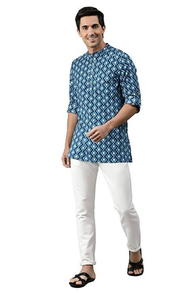 Janasya Men's Blue Cotton Kurta