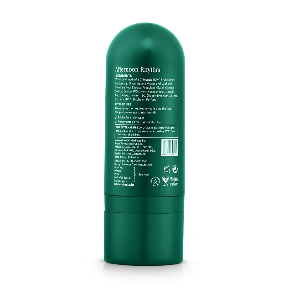 Oteria Radiant Kiwi Mist Spray Toner For Provides Skin With Essential Nutrients