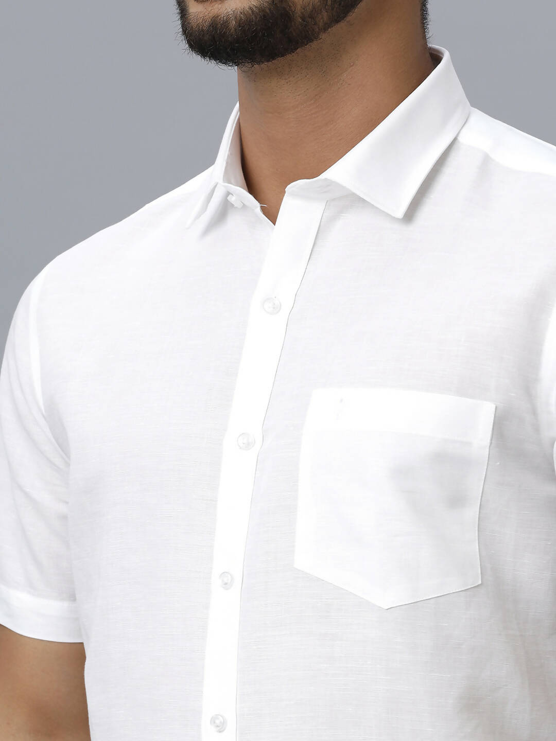 Ramraj Cotton Mens Half Sleeve Formal 100 % Cotton White Shirt 