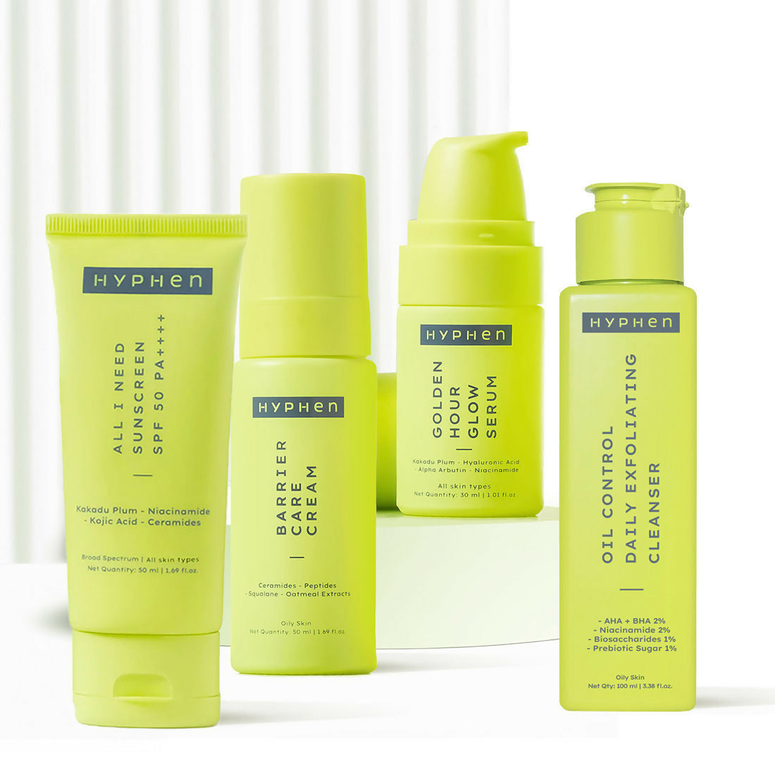 Hyphen By Kriti Sanon CSMS (Cleanser, Serum, Moisturizer, Sunscreen) Combo Oil to Dry Skin 