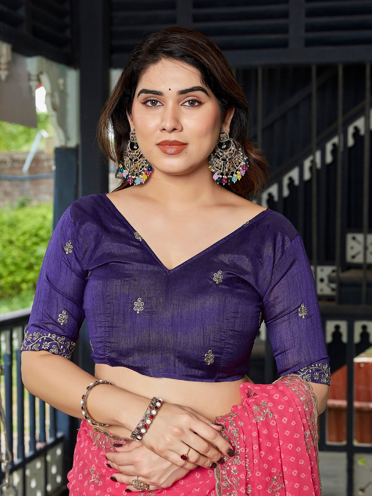 Dwija Fashion Pink Party Wear Embroidered Georgette Saree With Unstitched Blouse
