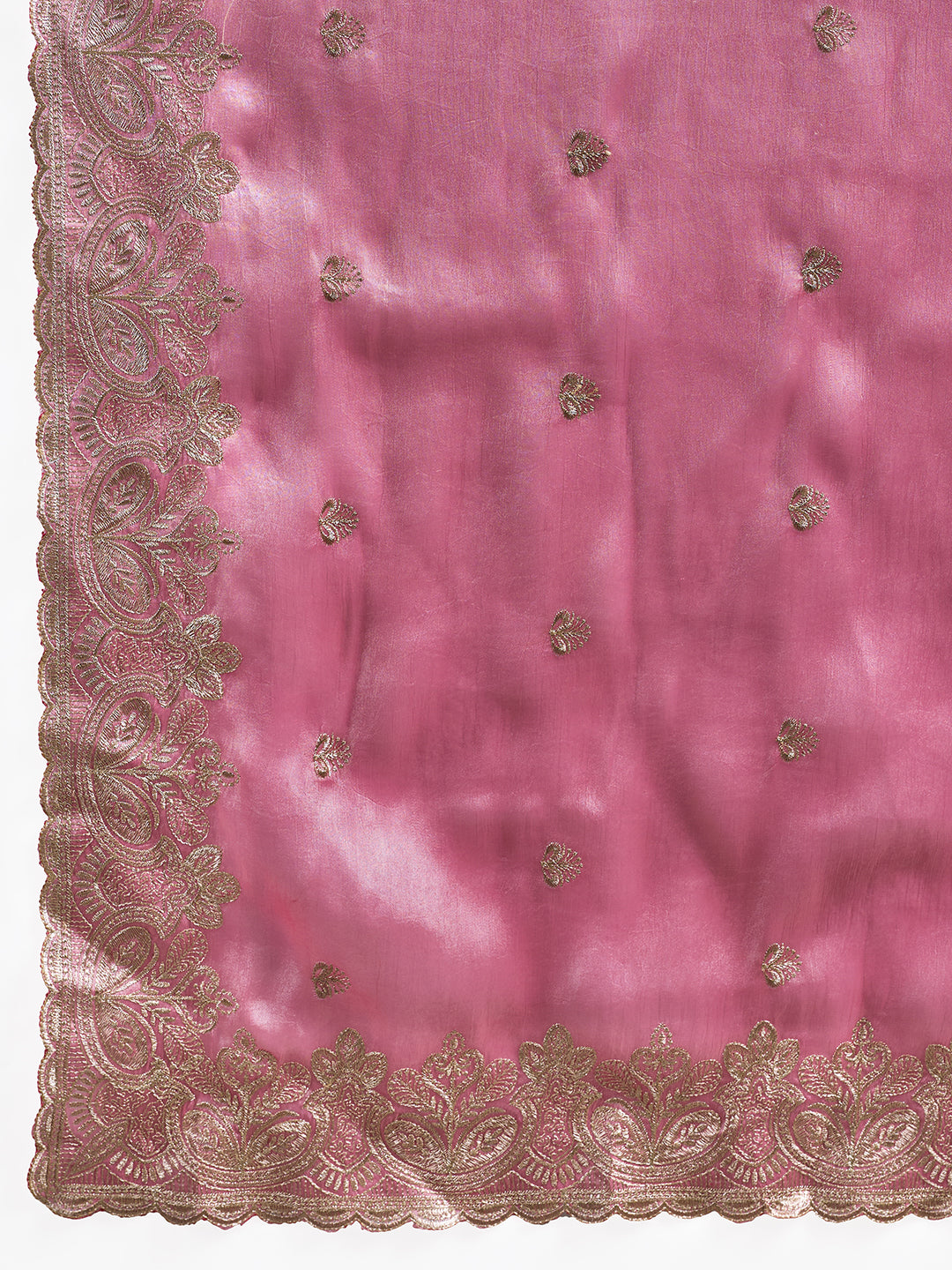 Dwija Fashion Pink Party Wear Embroidered Jimmy Choo Organza Saree With Unstitched Blouse