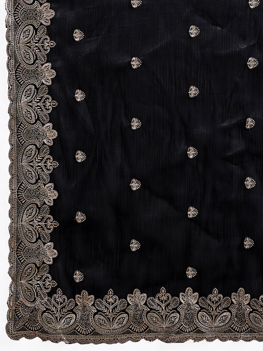 Dwija Fashion Black Party Wear Embroidered Jimmy Choo Organza Saree With Unstitched Blouse