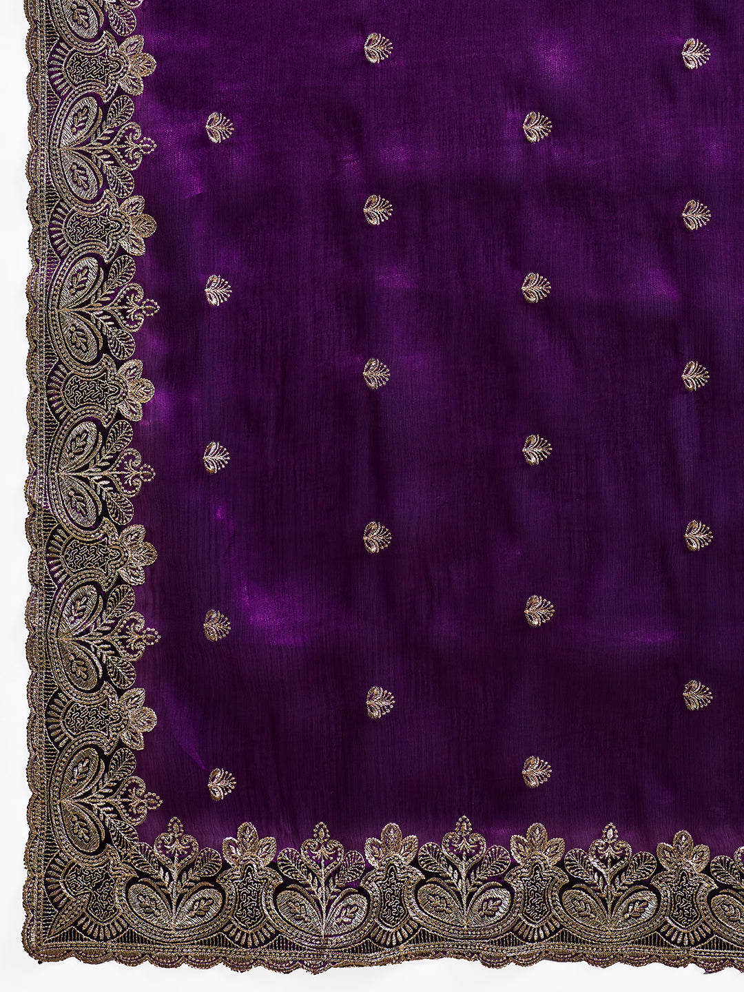 Dwija Fashion Purple Party Wear Embroidered Jimmy Choo Organza Saree With Unstitched Blouse