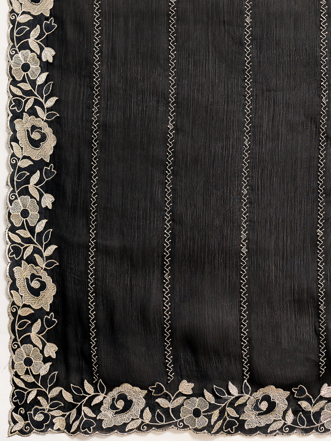 Dwija Fashion Black Party Wear Embroidered Jimmy Choo Organza Saree With Unstitched Blouse