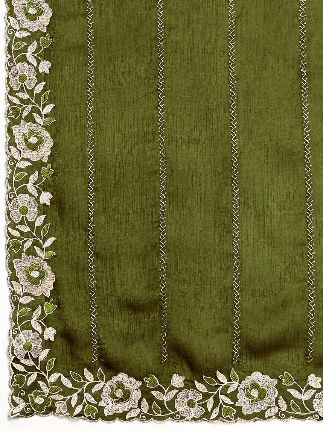 Dwija Fashion Green Party Wear Embroidered Jimmy Choo Organza Saree With Unstitched Blouse
