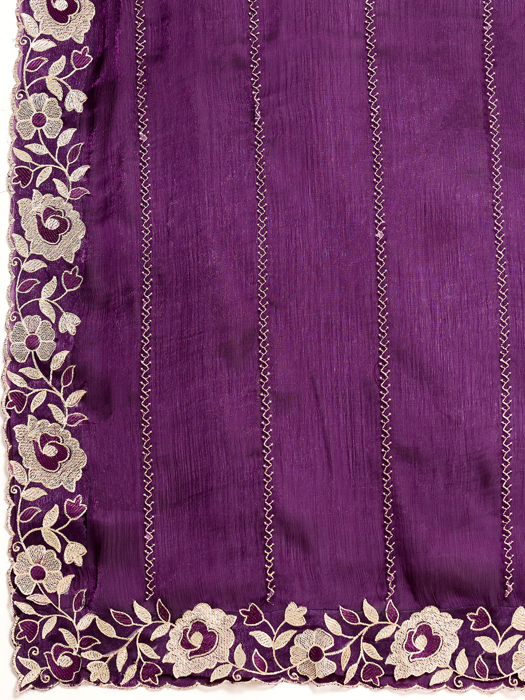 Dwija Fashion Purple Party Wear Embroidered Jimmy Choo Organza Saree With Unstitched Blouse