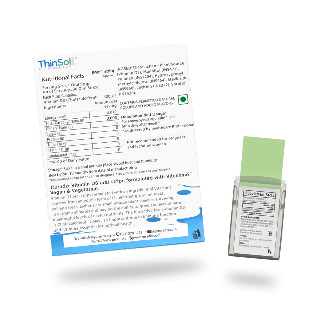 Truradix Vegan Vitamin D3 Oral Strips 