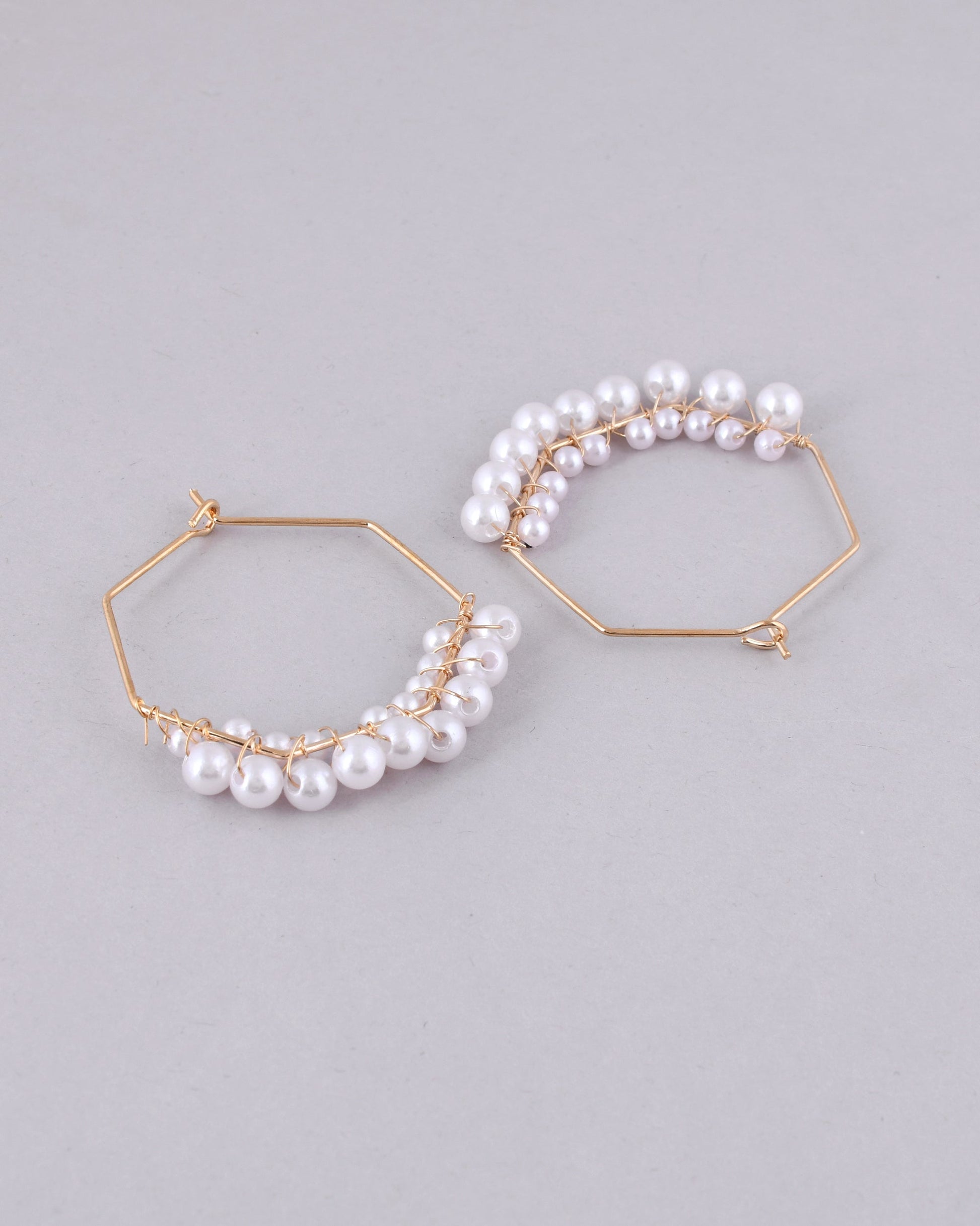 VOJ Women Gold-Plated Peral Hoop Earrings - Grab2buy