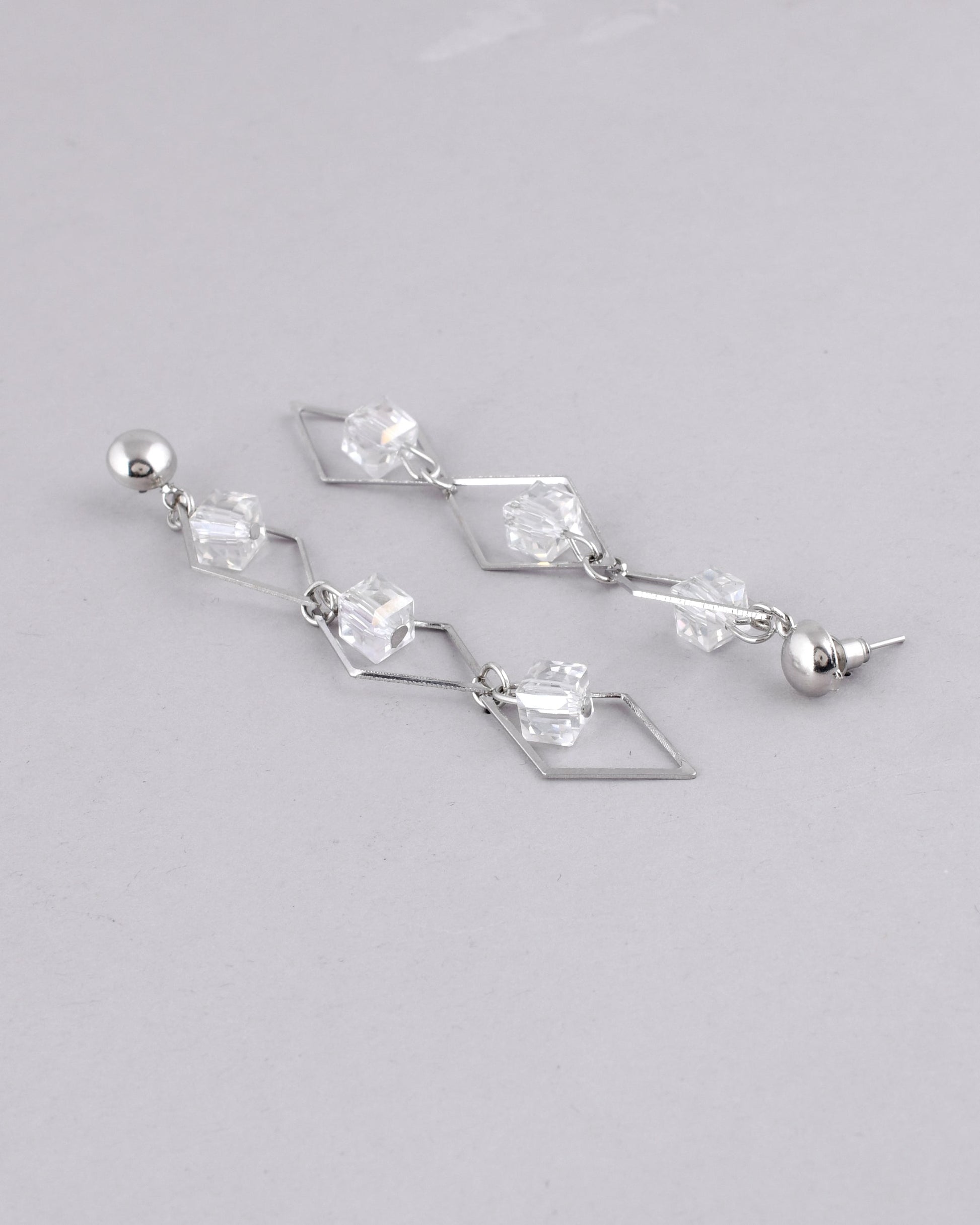 VOJ Women Silver Plated Flower Beads Drop Studs Earrings - Grab2buy