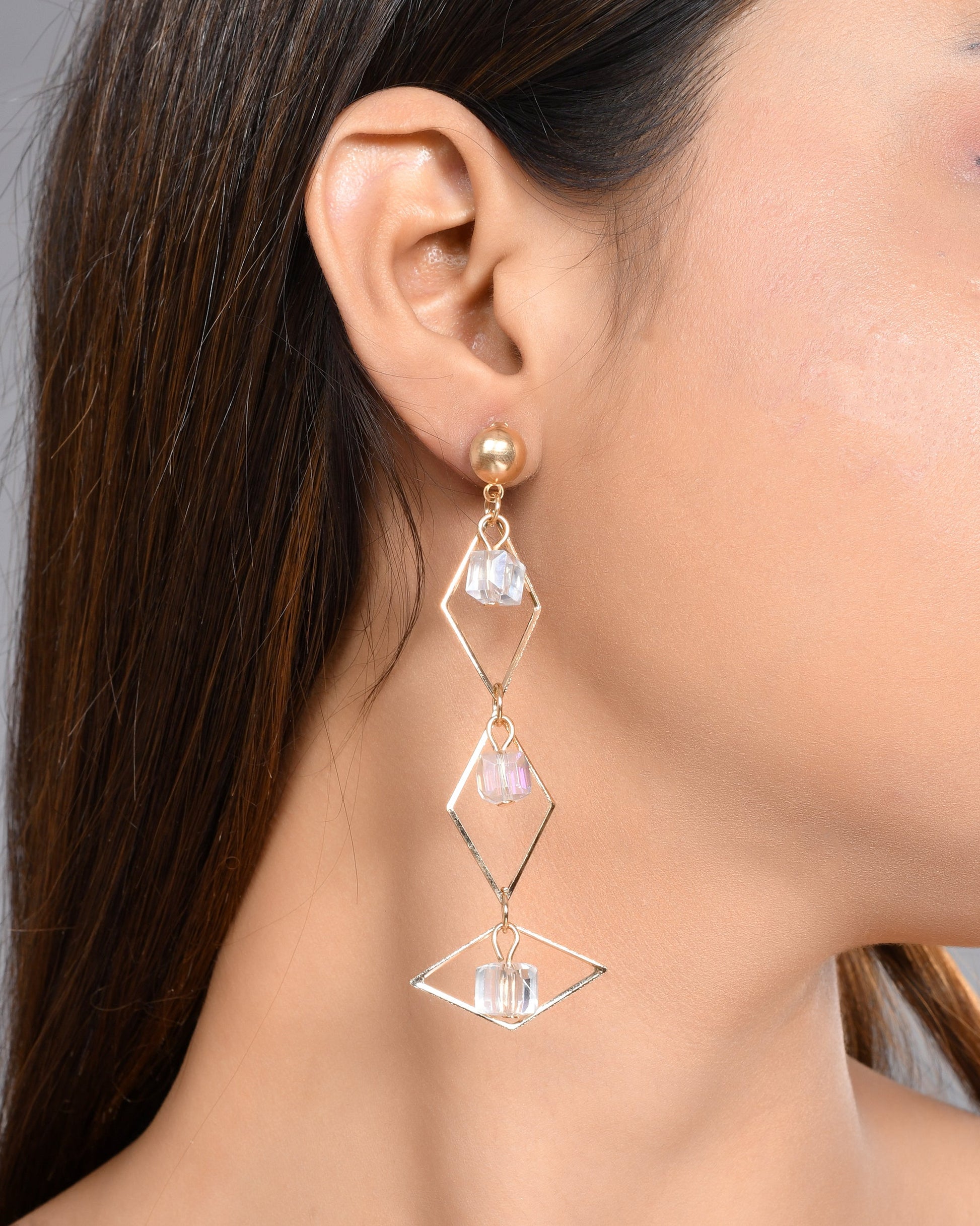 VOJ Women Gold Plated Flower Beads Drop Studs Earrings - Grab2buy