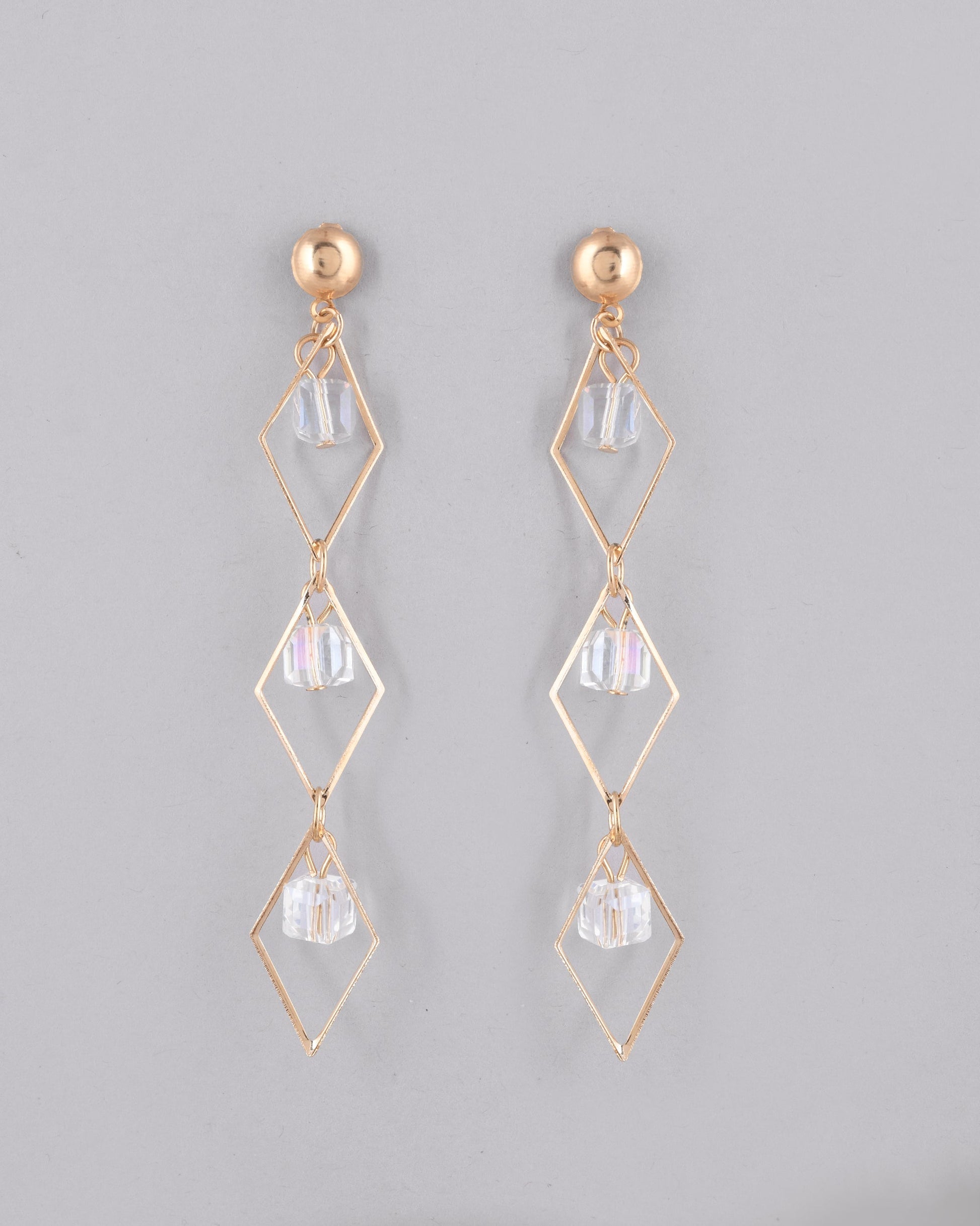 VOJ Women Gold Plated Flower Beads Drop Studs Earrings - Grab2buy