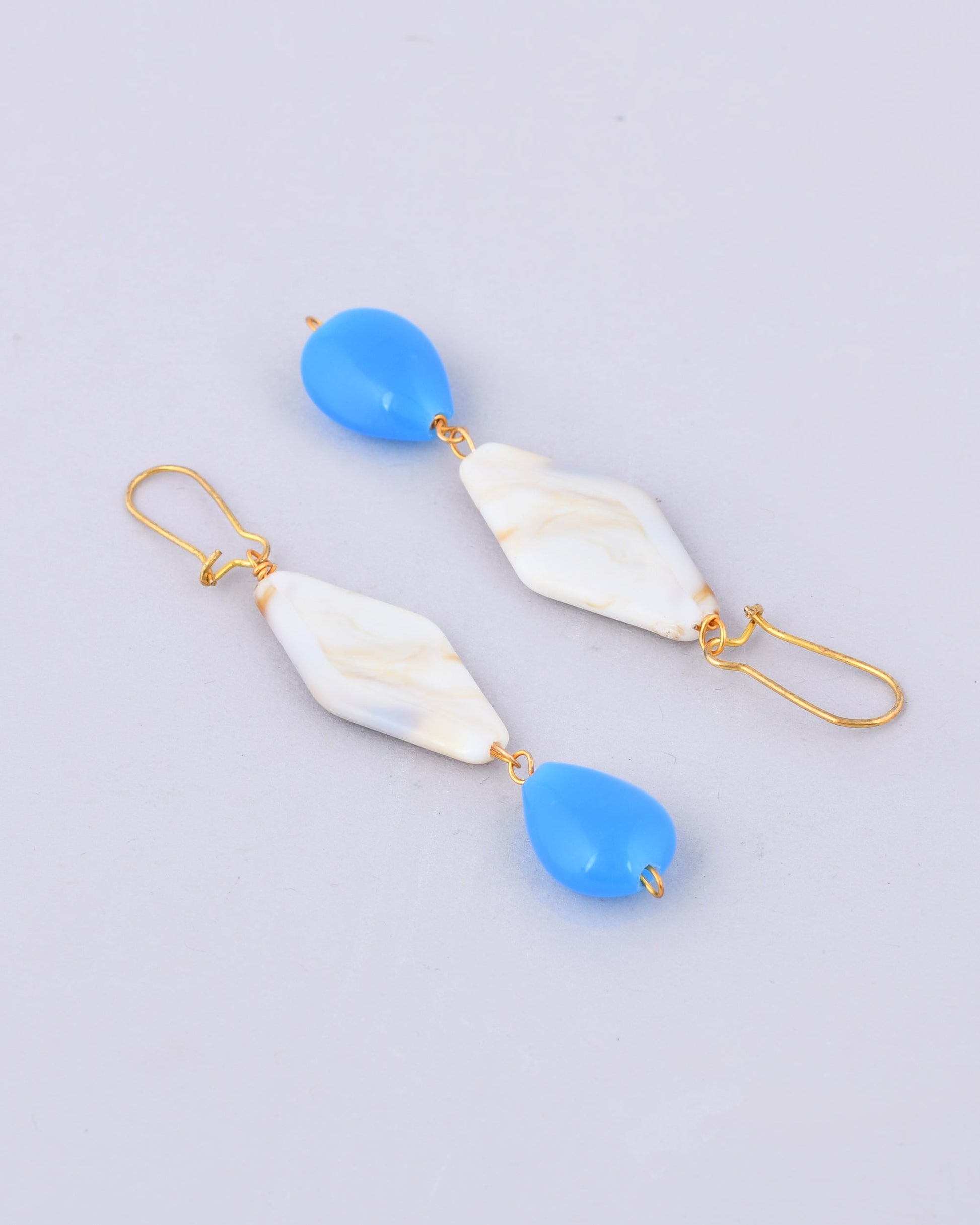 VOJ Women Sky Blue And White Beads Necklace And Earrings Set - Grab2buy