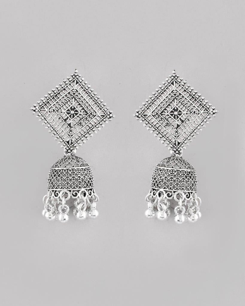 VOJ Silver Plated Oxidised Jhumka - Grab2buy