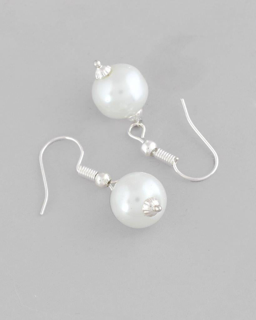 VOJ Silver Plated Pearls and AD-Studded Necklace & Earrings - Grab2buy