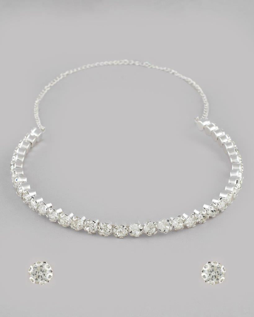 VOJ Silver Plated Beads Choker Neckless With Earring Set - Grab2buy