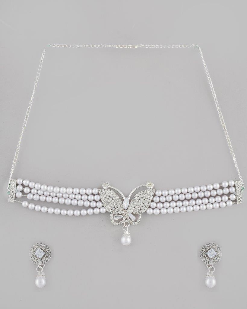 VOJ Gold Plated Kundan Studsed And Beaded Choker Necklace and Earring Set - Grab2buy