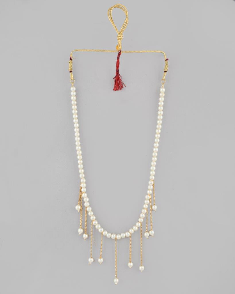 VOJ Gold-Polished Pearl Beads Necklace 