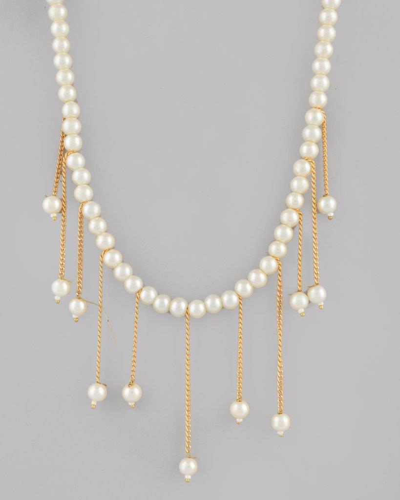 VOJ Gold-Polished Pearl Beads Necklace 