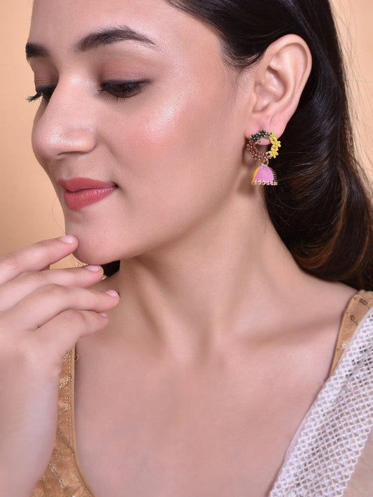 VOJ Multi Color Contemporary Jhumka Earrings - Grab2buy