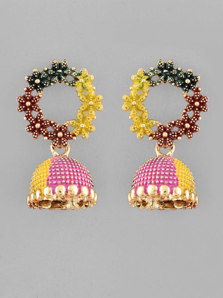 VOJ Multi Color Contemporary Jhumka Earrings - Grab2buy