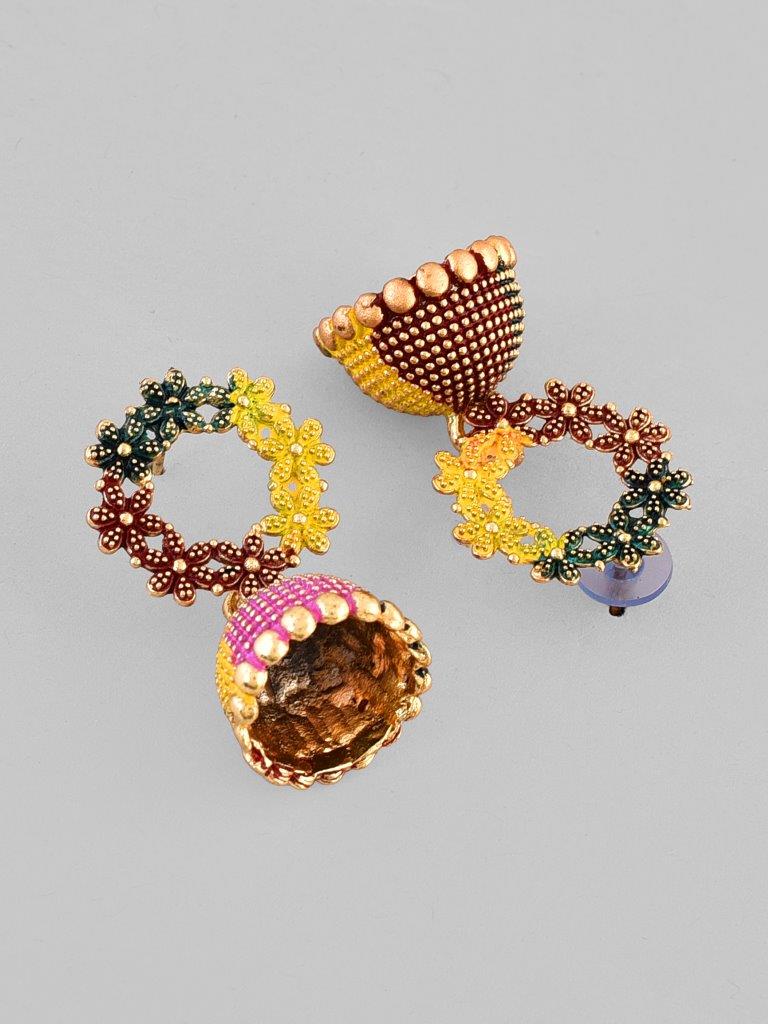 VOJ Multi Color Contemporary Jhumka Earrings - Grab2buy