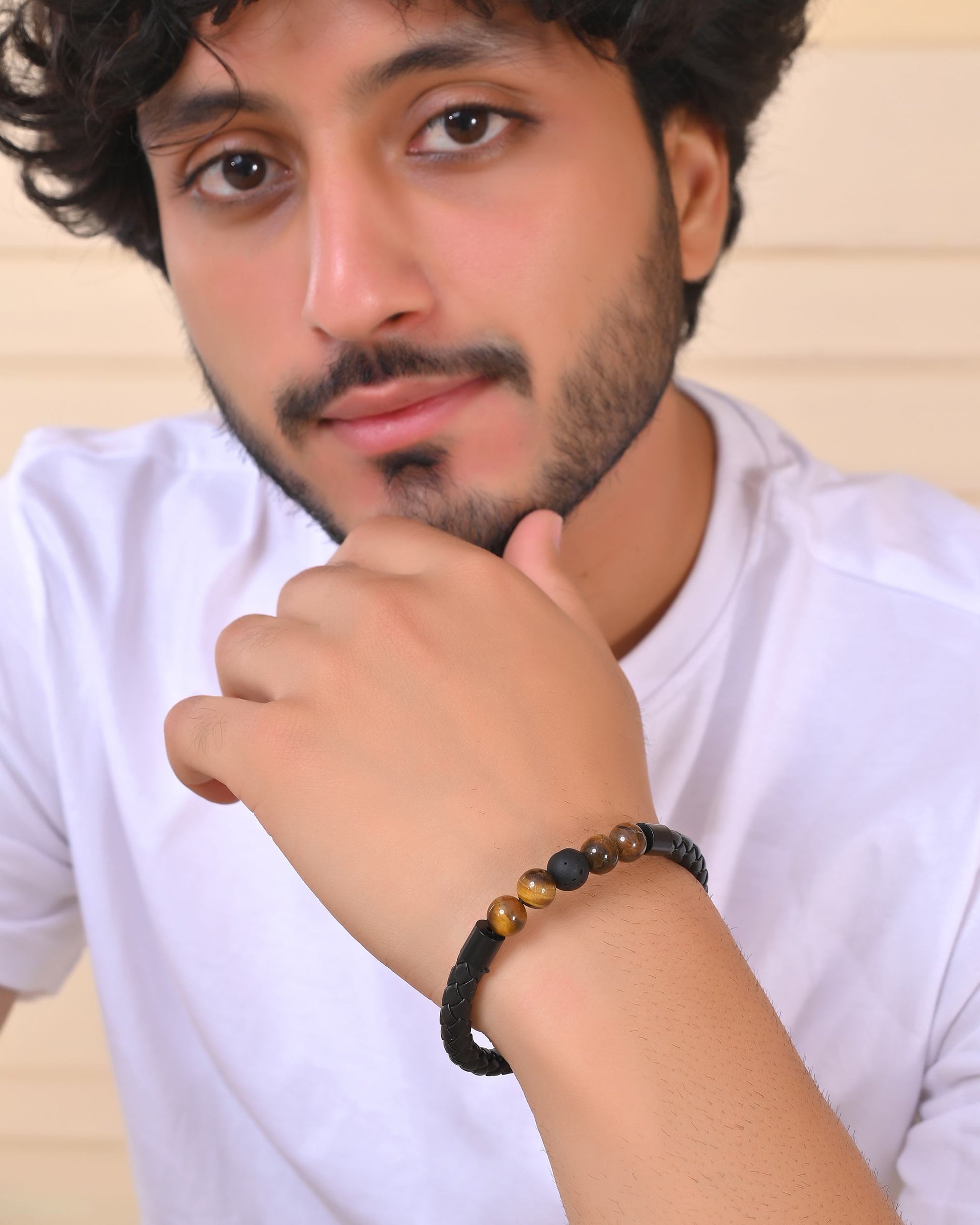 VOJ Men Leather Cuff Bracelet VOJ (Valley Of Jewellery)