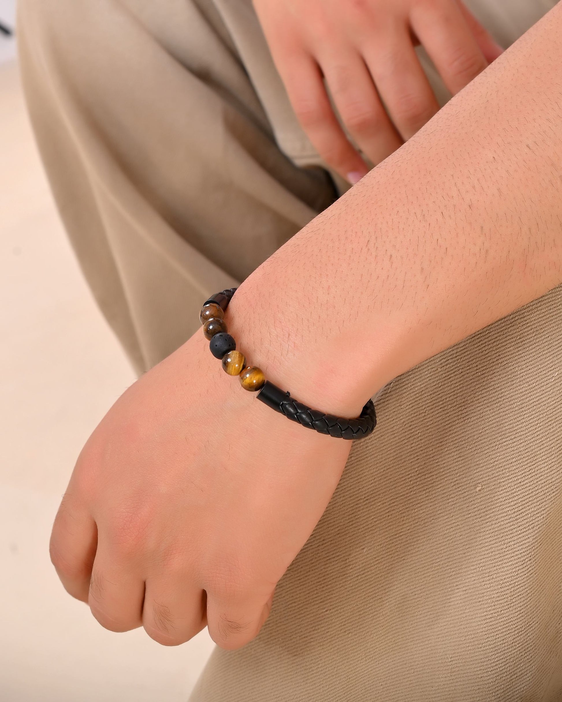 VOJ Men Leather Cuff Bracelet VOJ (Valley Of Jewellery)