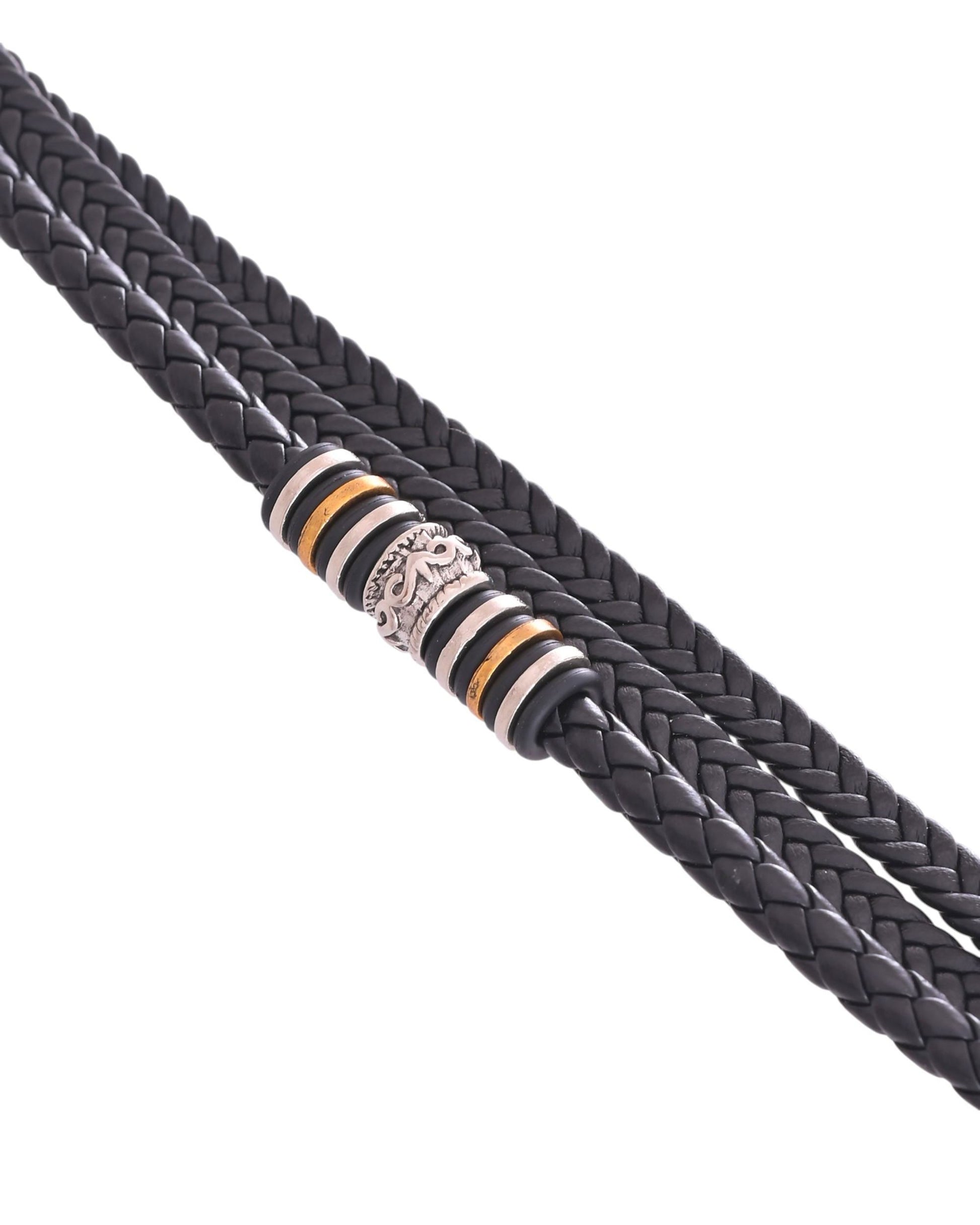 VOJ Men Leather Multistrand Bracelet VOJ (Valley Of Jewellery)